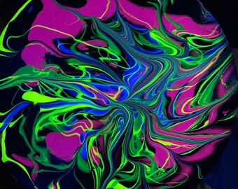16” black light acrylic painting on Wood