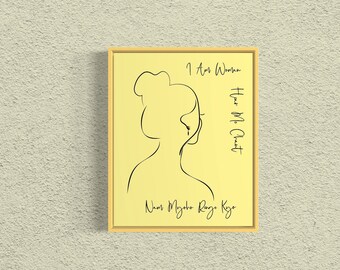 I Am Woman Hear Me Chant Nam Myoho Renge Kyo - Wall Art -  Pastel Yellow - Original Artwork - Illustration Woman - 4 Aspect Ratios