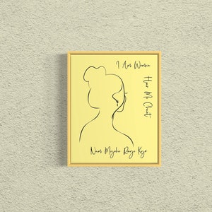 I Am Woman Hear Me Chant Nam Myoho Renge Kyo - Wall Art -  Pastel Yellow - Original Artwork - Illustration Woman - 4 Aspect Ratios