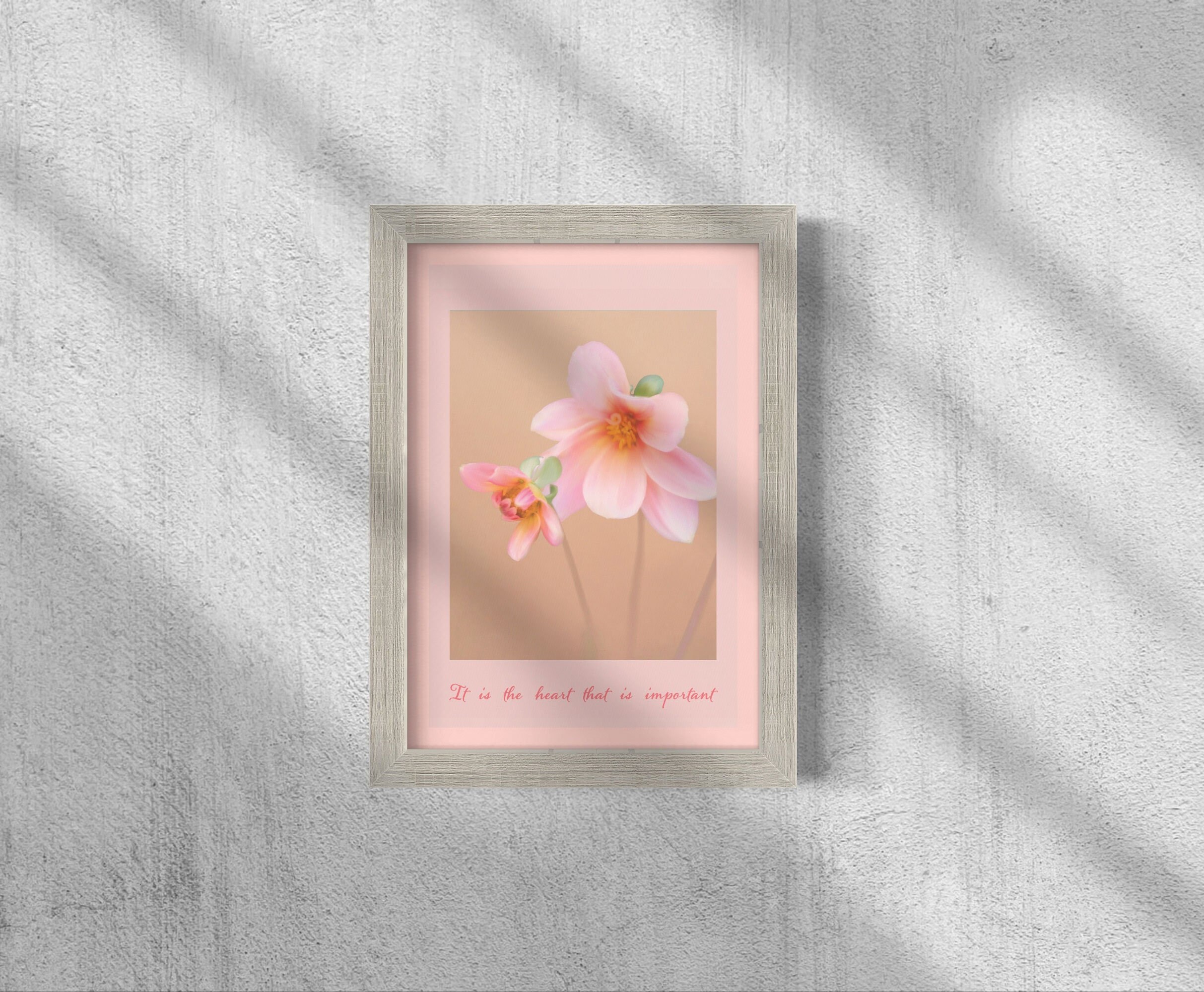 Fine Art Gosho Card with Dahlia Flower for Soka Gakkai Members - Original Artwork - Heart - Gentle Intent - Daimoku