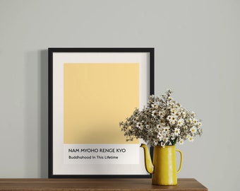 Wall Art for Nichiren Buddhists - Nam Myoho Renge Kyo - Color Block Art  - Pastel Yellow - Color Block Poster Print - Digital Download