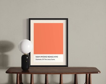 Wall Art - Daimoku - Nichiren Buddhism - Nam Myoho Renge Kyo - Pastel Orange Colour Block Art - Color Block Poster Print - Digital Download