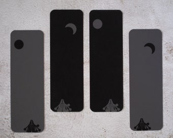 Printable Bookmarks - Nichiren Buddhism - Chanting Hands Sun Moon - Unique Bookmarks - Set of Four - Black and Grey - Instant Download