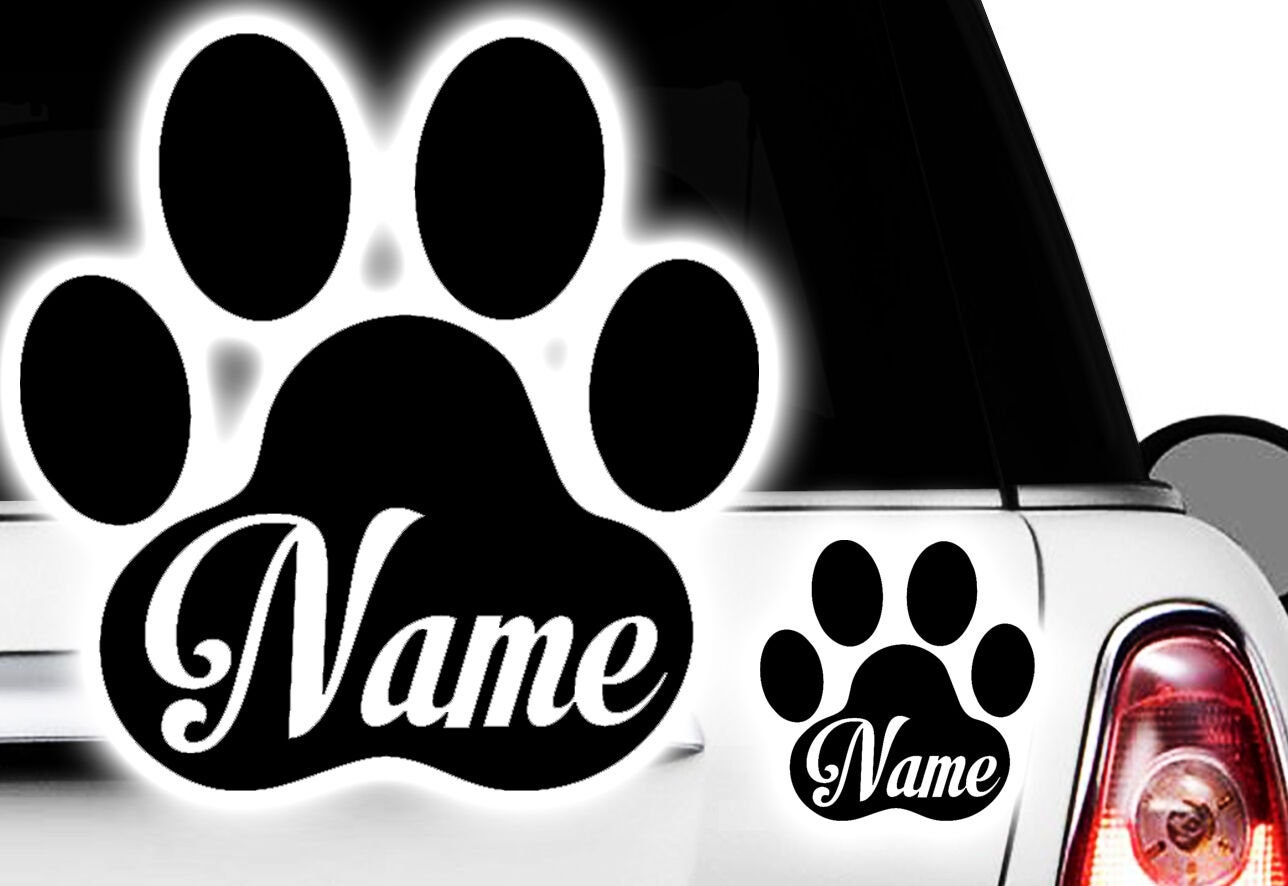 1x adesivo zampa zampe cani DESIDERIO NOME adesivo auto zampa nome zampa cane heartz cuore cane xyyy