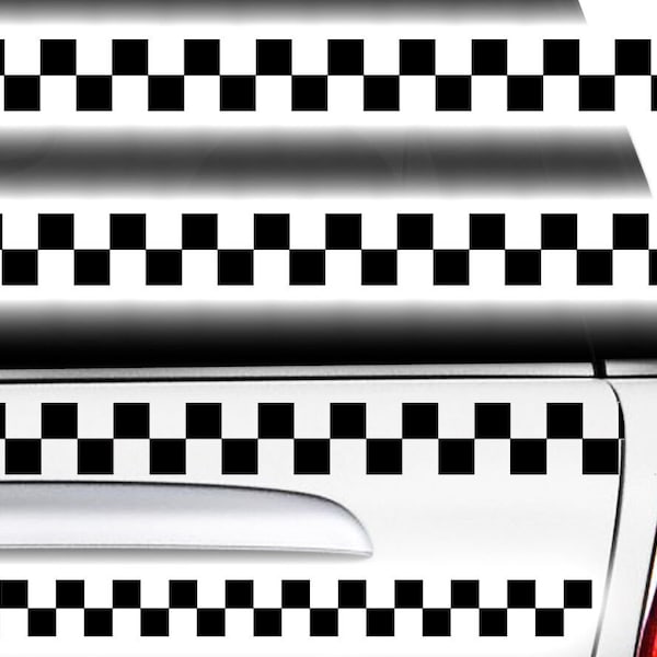 Aufkleber Karomuster Race Turbo Flag Seitenaufkleber Karo Sticker Taxi Dekor x1ßx