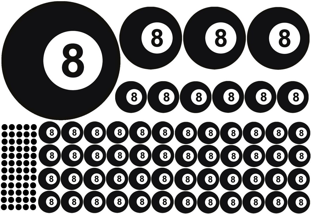 Sticker Autocollant 8 BALL (boule De Billard) Pré-découpé - Pour Voiture, Moto, Casque, Décoration Personnalisée