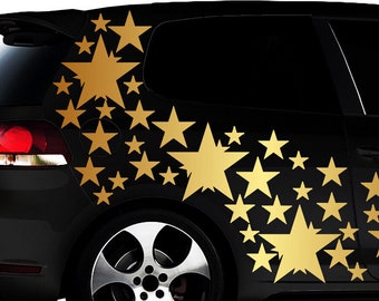 134x Stars Star Car Sticker Set Sticker Tuning Shirt Stylin Wall Sticker Gold