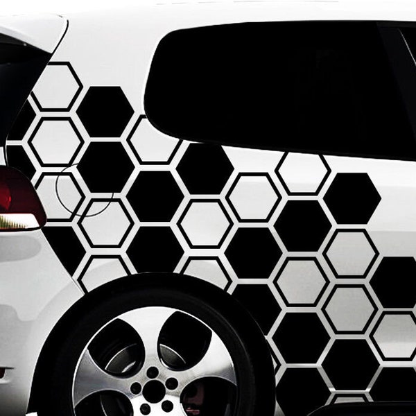 Hexagon Pixel Cyber Camouflage XXL Set Auto Aufkleber Sticker Tuning Wandtattoox Waben