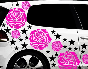 93 Roses Stars Star Car Sticker Set Sticker Roses Stylin Wall Tattoo Flowers m