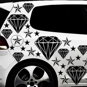 Ensemble d&#39;autocollants de voiture en forme d&#39;étoile de diamant, 93 pièces, tatouage mural, fleurs xx