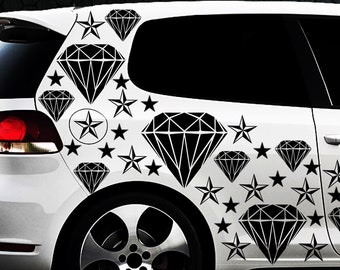93-piece diamond star car sticker set sticker wall tattoo flowers xx