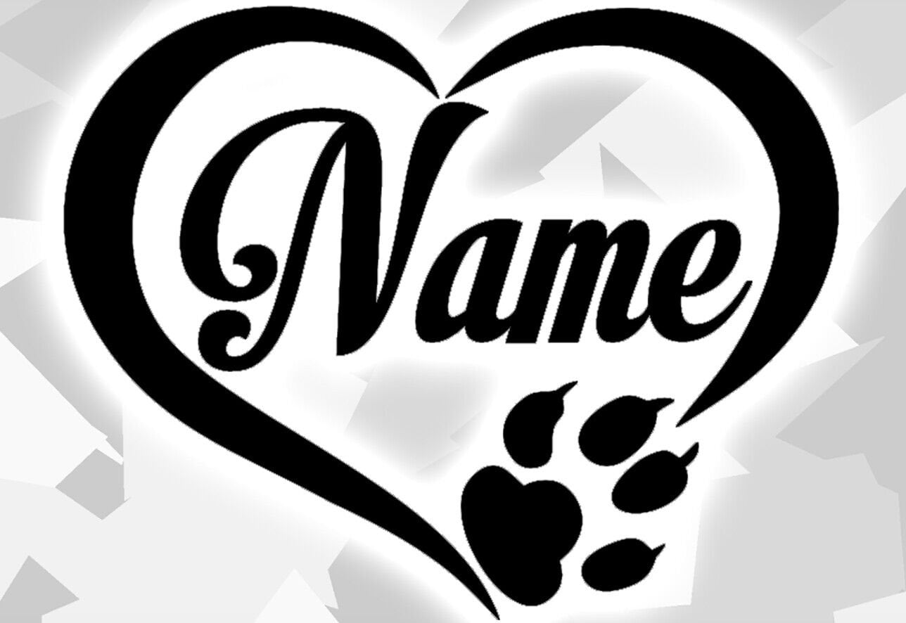 1x adesivo zampa zampe cani nome desiderato adesivo nome zampa auto zampa cane cuorez cuore cane