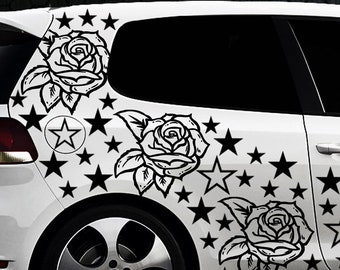 93 Roses Stars Star Car Sticker Set Sticker Roses Stylin Wall Sticker Flowers d