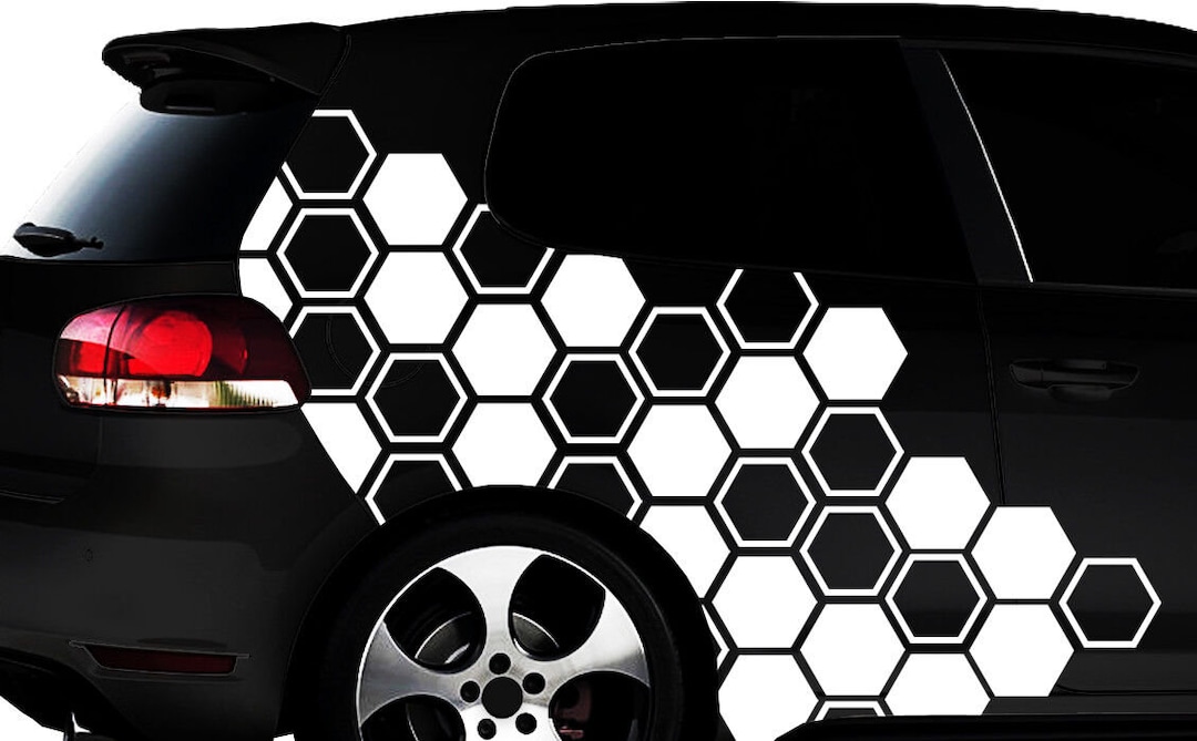 Hexagon Pixel Cyber Camouflage XXL Set Car Stickers 111 Tuning Wall ...