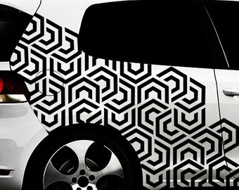 Hexagon Pixel Cyber Camouflage XXL Set Car Sticker Tuning Wall Decal