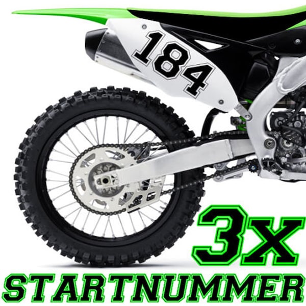 3x Startnummer Wunschnummer Motorrad Motocross Aufkleber ATV MX Enduro Boot Auto