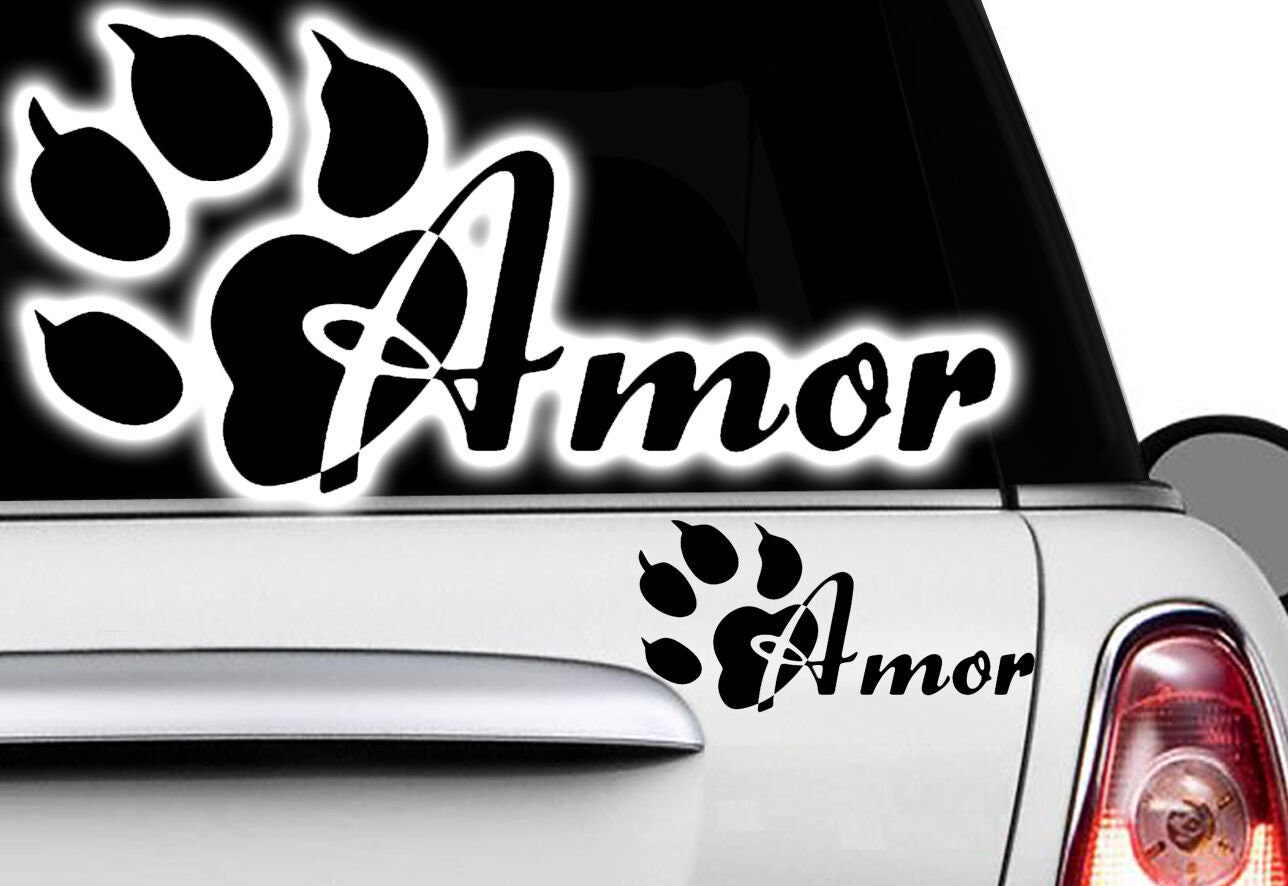 1x adesivo zampa zampe cani adesivo con nome desiderato auto zampa nome zampa cane heartz cuore cane x