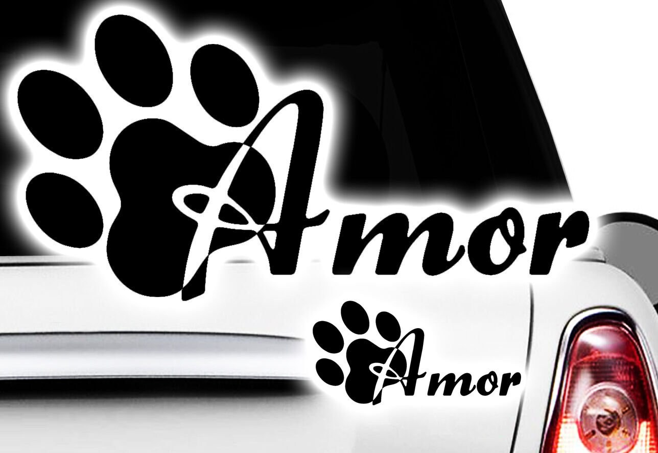 2x adesivi zampa zampe cani DESIDERIO NOME adesivo auto zampa nome zampa cane heartz cuore di cane xyz