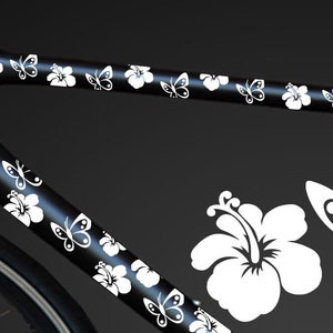 12-piece bicycle hibiscus sticker hibiscus flowers butterfly WALL TATTOO