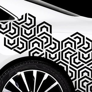 Hexagon Pixel Cyber Camouflage XXL Set Auto Aufkleber Sticker Tuning Wandtattoox Waben Car x Autoaufkleber