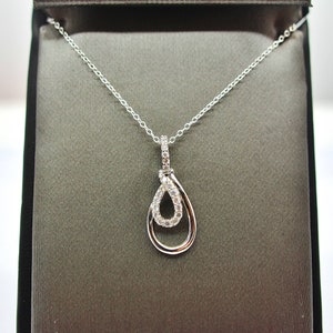 925 Sterling silver pendant, Necklace with teardrop with cz pendant necklace