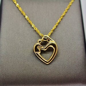 925 Sterling silver necklace pendant,  gold mother-child pendant necklace, 925 sterling silver necklace pendant