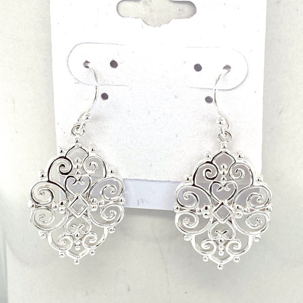 925 Sterling Silver Dangle & Drop Earrings. 925 Sterling Silver Victorian Style Filigree Earrings. Silver Dood Weight Earrings. Gift For Her