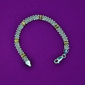 925 sterling silver bracelet, silver bracelet gift for her,  925 silver bracelet , dainty bracelet  two tone gold plated  bracelet