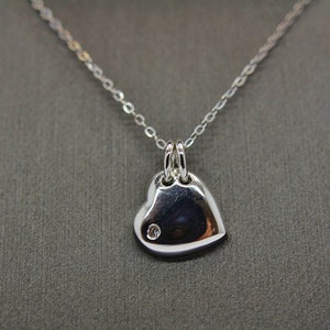 925 Sterling silver necklace with pendant,  dangling heart with CZ pendant necklace, 925 silver necklace pendant