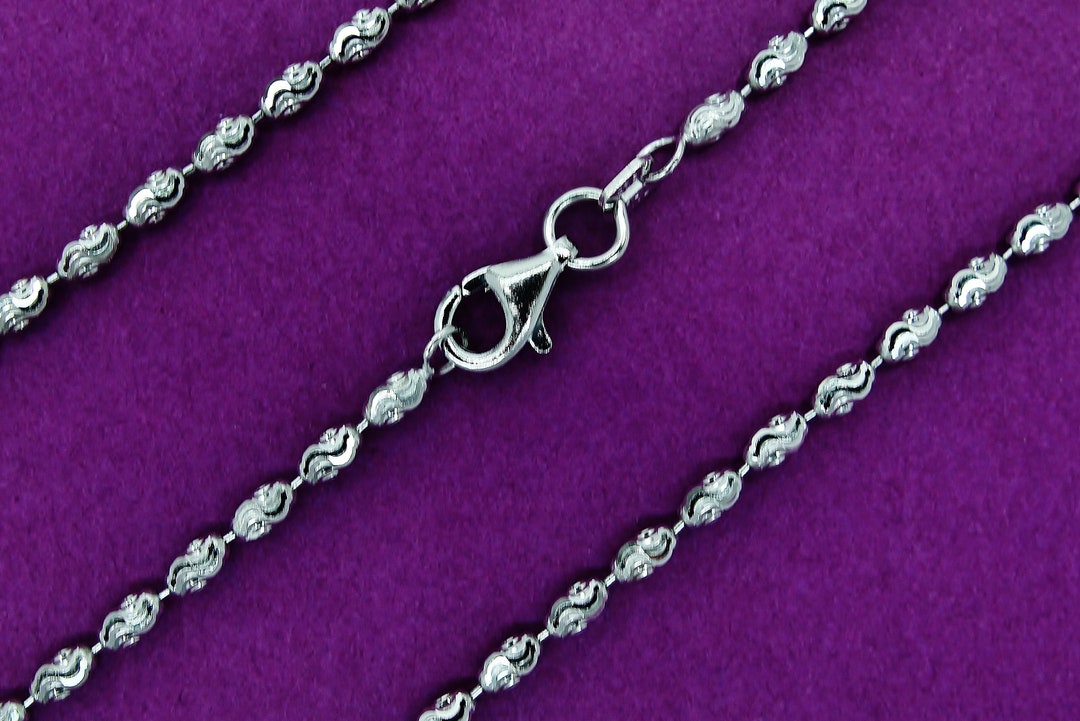 925 Sterling Silver Necklace Chain, Rhodium Plated Diamondcut Typhoon