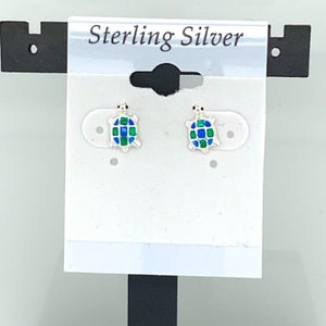 925 Sterling Silver Stud Earrings for Women. 925 Sterling Silver Earrings Stud. Blue And Green Enamel Turtle Stud Earrings. Gift For Her