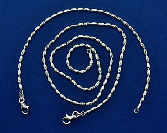 925 sterling silver necklace chain,  2mm sparkle diamond cut rice bead necklace  lengths: 7'', 16'', 18'', , 24''
