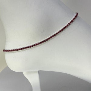 925 sterling silver anklet, rhodium plated rhodolite cz anklet, 925 anklet silver ,10 inch anklet gift for her, 925 silver anklet.