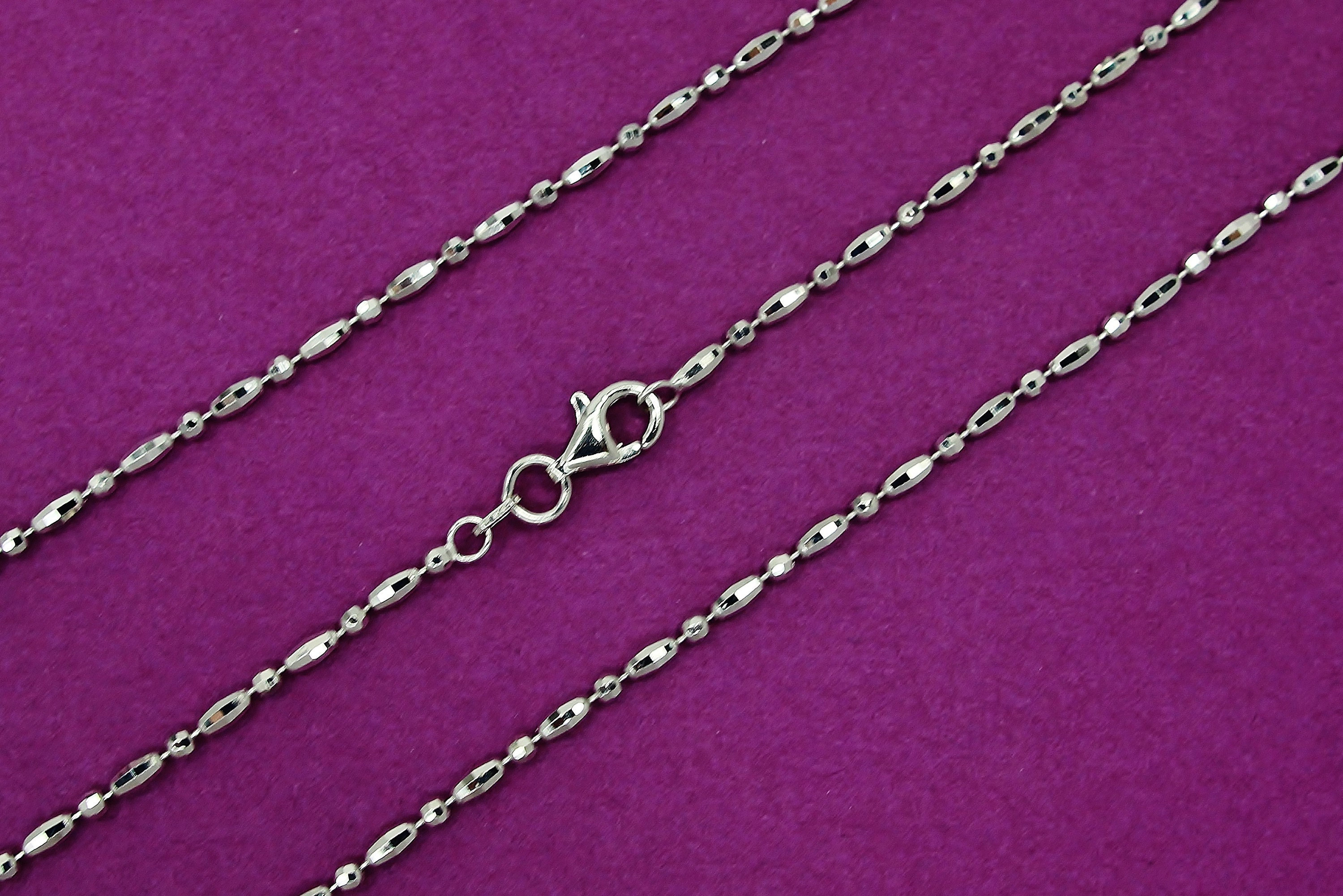 925 Sterling Silver Necklace Chain, Italian Sterling Silver Rhodium Plated Diamond Cut Round
