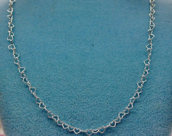 925 sterling silver necklace, open heart link chain necklace with free matching sterling silver open heart link bracelet | best gift for her