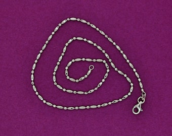 925 sterling silver necklace chain, italian sterling silver rhodium plated diamond cut round + rice bead necklace chain