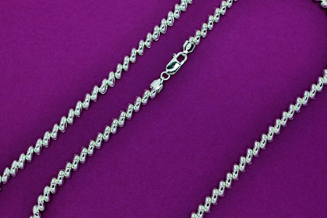 925 Sterling Silver Necklace Chain, Italian Sterling Silver Lightweight San Marco Necklace Chain