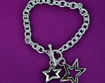 Dangling star bracelet, 925 sterling silver bracelet, minimalist bracelet gift for her, 925 silver bracelet.