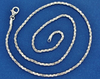 925 sterling silver necklace chain,  18'' italian diamond cut popcorn necklace chain