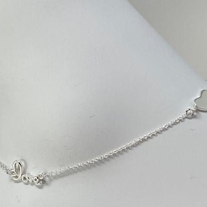 925 sterling silver anklet, love and heart anklet, 925 silver anklet, anklet gift for her, 925 anklet silver,  10 inch anklet minimalist