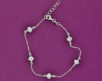 925 sterling silver anklet,  925 anklet silver ,adjustable 10 inch anklet gift for her, 925 silver anklet,  silver seashell anklet.