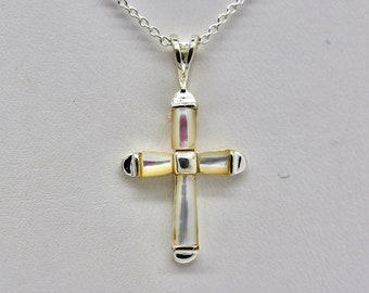 925 Sterling silver pendant necklace,  mother of pearl cross pendant necklace, 925 sterling silver mother of pearl pendant