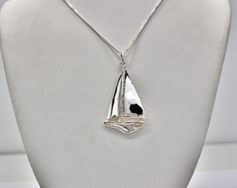 925 sterling silver pendant, Necklace Sterling silver sailboat pendant necklace