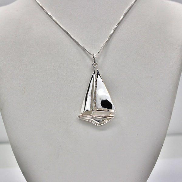 925 sterling silver pendant, Necklace Sterling silver sailboat pendant necklace