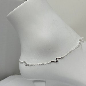 925 sterling silver anklet,  wave anklet, 925 silver anklet, 10 inch anklet gift for her, 925 anklet silver, minimalist anklet.