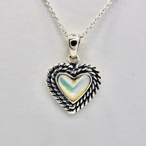 925 Sterling silver necklace with pendant,  fancy design mother of pearl heart pendant necklace | 925 sterling silver necklace pendant