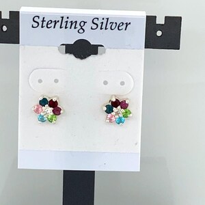 925 Sterling Silver Stud Earrings for Women. 925 Sterling Silver Gemstone Earrings. Sterling Silver Flower Stud Earrings. Gift For Her