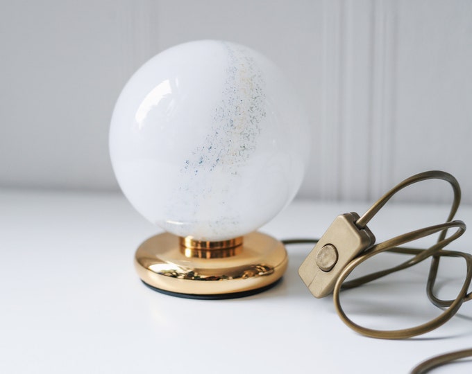 Bonalux table lamp lamp made of decorated glass from the 1970s - glass ball art lamp gold 70s 70s light retro lamp