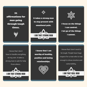 31 positive affirmation cards for men. Affirmations for men. Masculine affirmations. Words of affirmation, empowerment and encouragement.