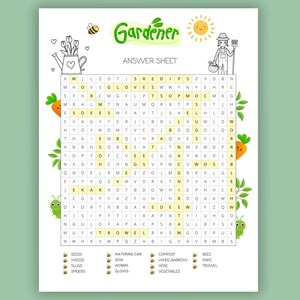 Printable Gardener Word Search for Kids, Spring Learning Activity ...